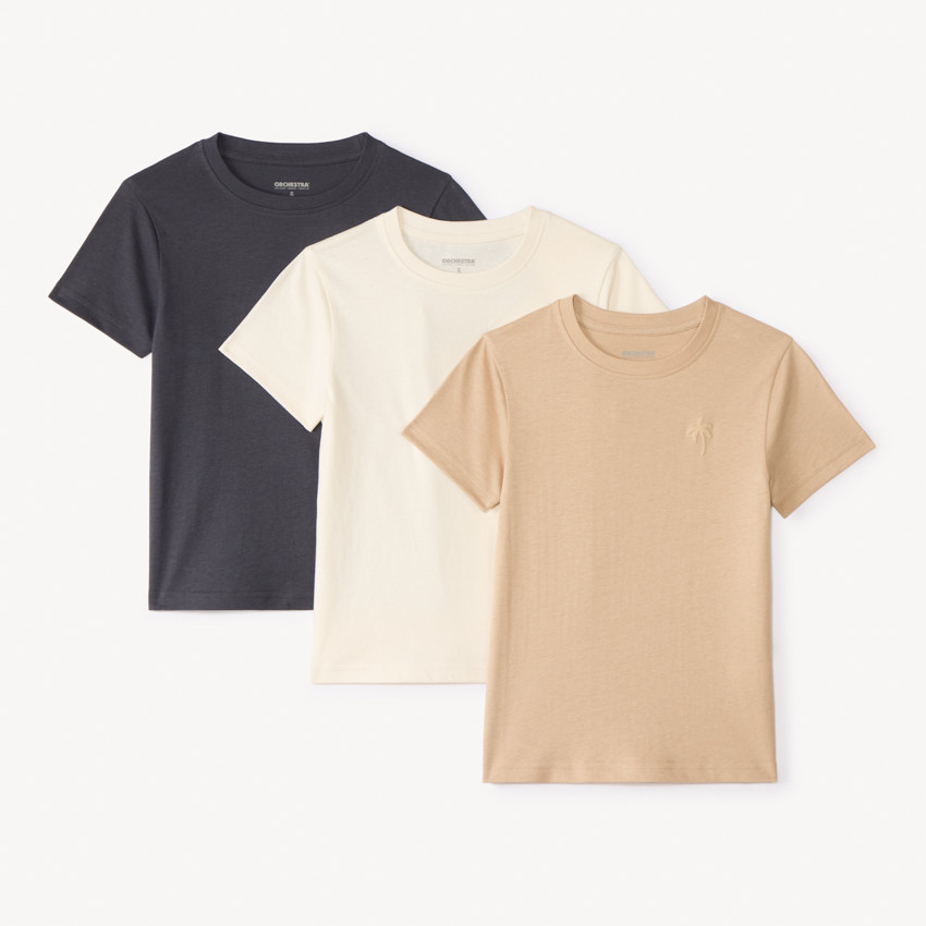 Σετ 3 μονόχρωμων κοντομάνικων μπλουζών με σχέδιο φοίνικα για αγόρι 