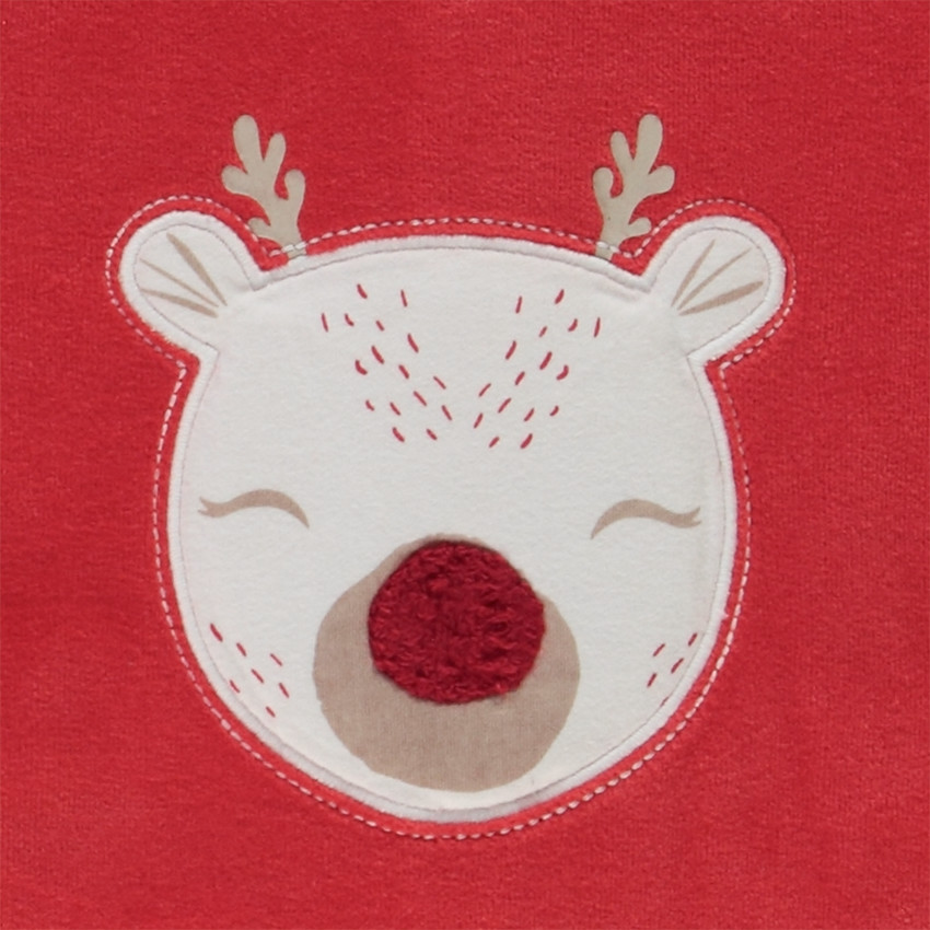 Φορμάκι βελουτέ με κεντημένο patch ελάφι για μωρό με διαφορετικά ανοίγματα ανάλογα με την ηλικία 
