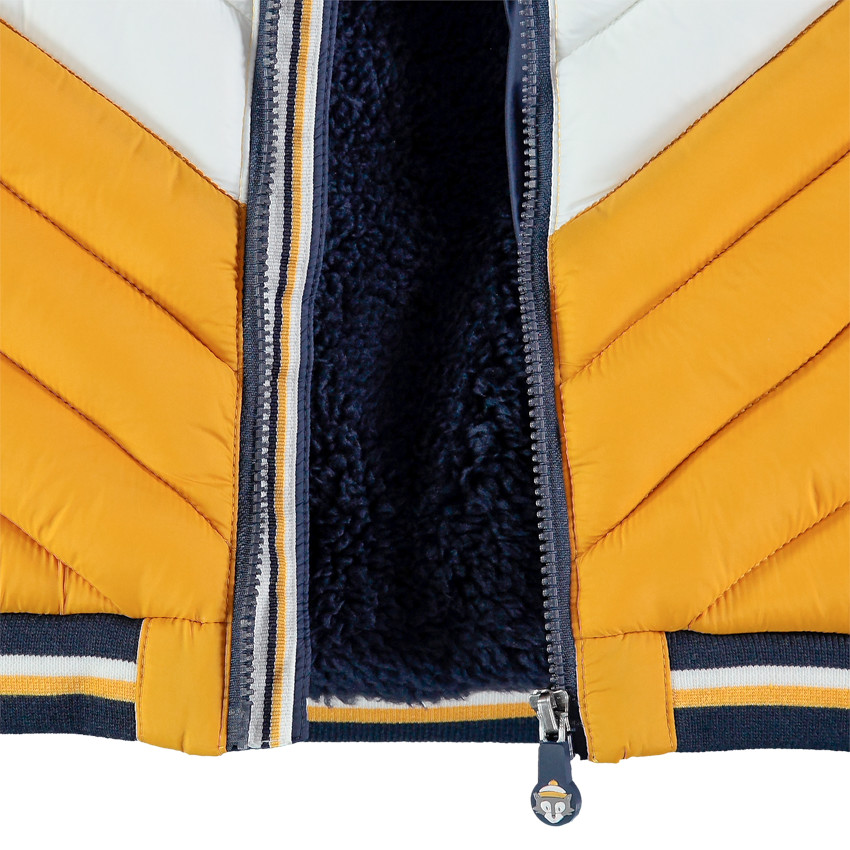 Μπουφάν τρίχρωμο καπιτονέ  με κουκούλα  