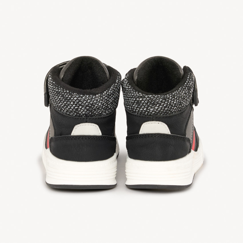 Bottillons noir et gris à lacets élastiques + velcros pour garçon  