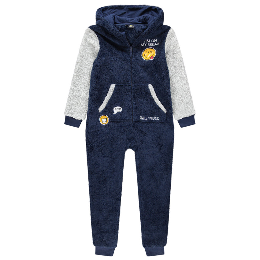 Surpyjama en sherpa avec patchs Smiley 