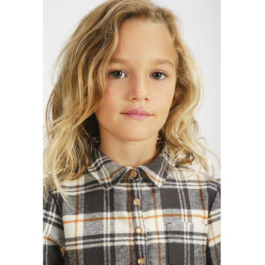 Robe en coton avec ceinture imprimé carreaux Main Robe en coton avec ceinture imprimé carreaux
