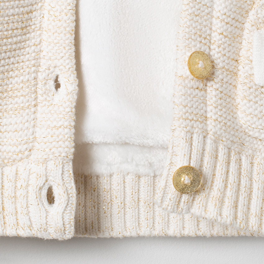 Veste en tricot brillant doublée sherpa avec poche 