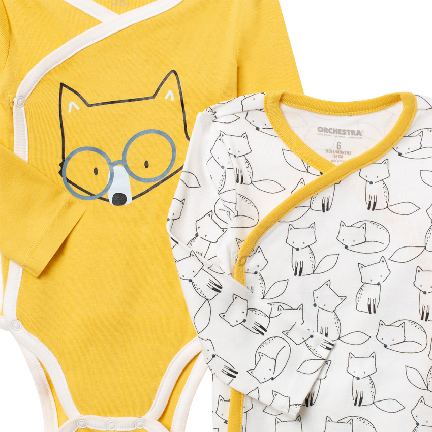 Σετ από 5 μακρυμάνικα σώματα με σχέδιο αλεπούδες για μωρό αγόρι 