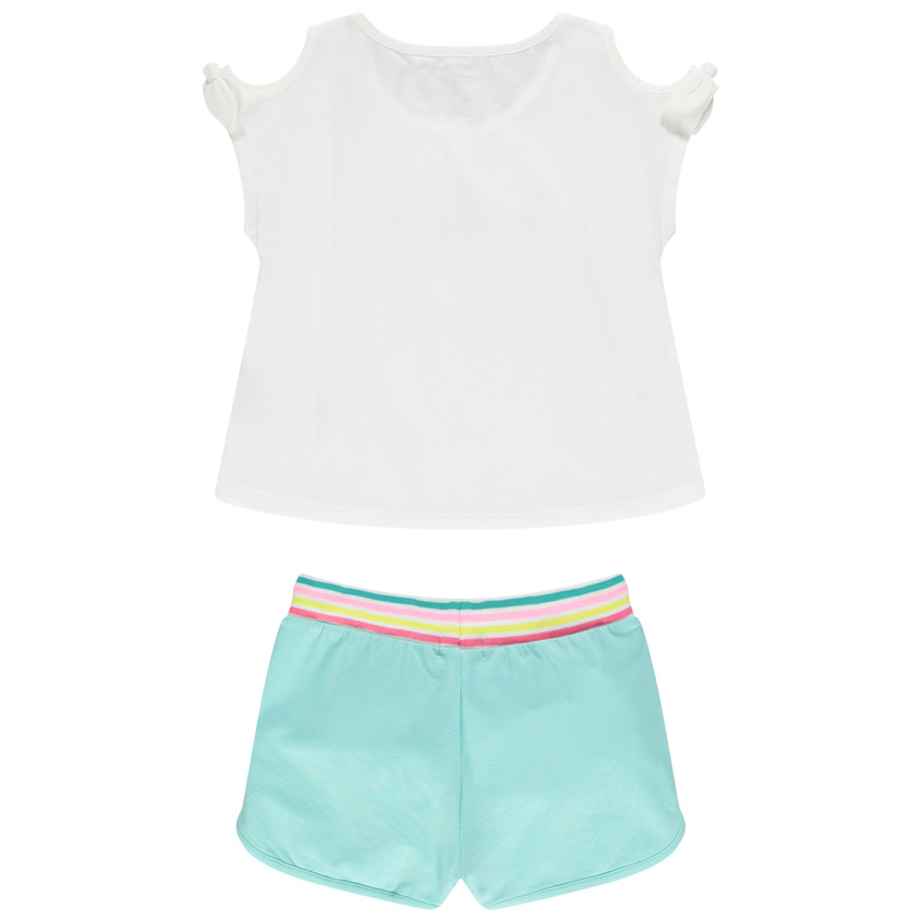 Σύνολο από βιολογικό βαμβάκι με κεντημένο μήνυμα και φουντίτσες 