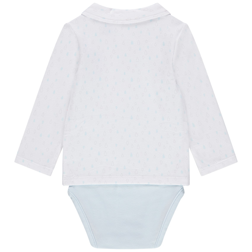 Body μακρυμάνικο effet 2 σε 1 με οργανικό βαμβάκι με κουμπιά 