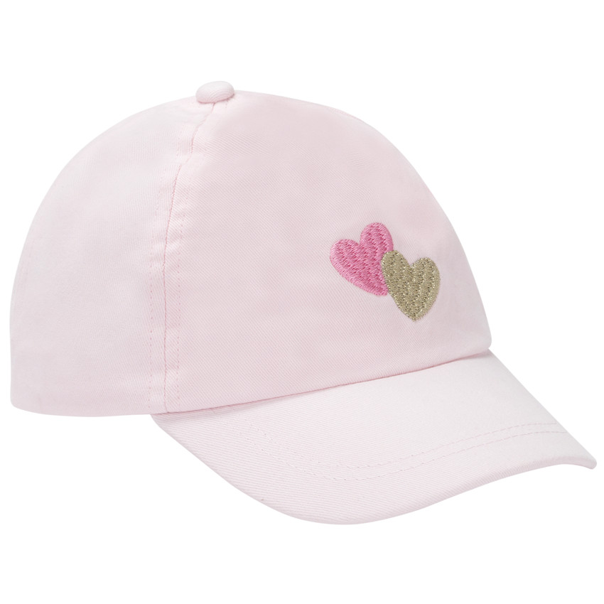 Καπέλο από τζιν με κεντημένες καρδιές για κορίτσι 