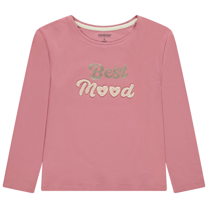 T-shirt μακρυμάνικο με 3D κέντημα και παγιέτες για κορίτσι 