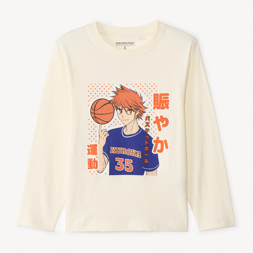 T-shirt manches longues print manga et basketball pour garçon 