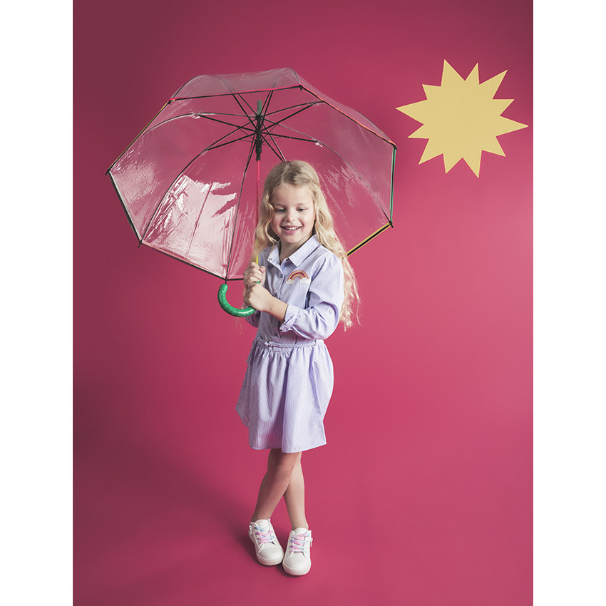 Μακρυμάνικο φόρεμα-πουκαμίσα με κάθετες ρίγες σε όλη την επιφάνεια 