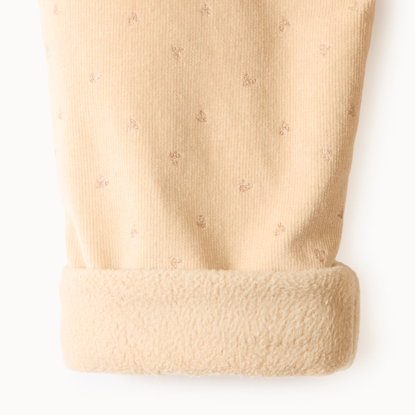 Pantalon velours doublé et imprimé cœur pour bébé fille  