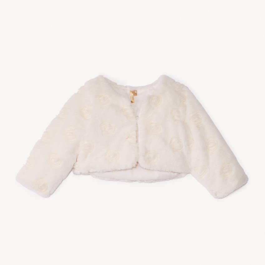 Gilet en fausse fourrure avec rosaces pour bébé fille 