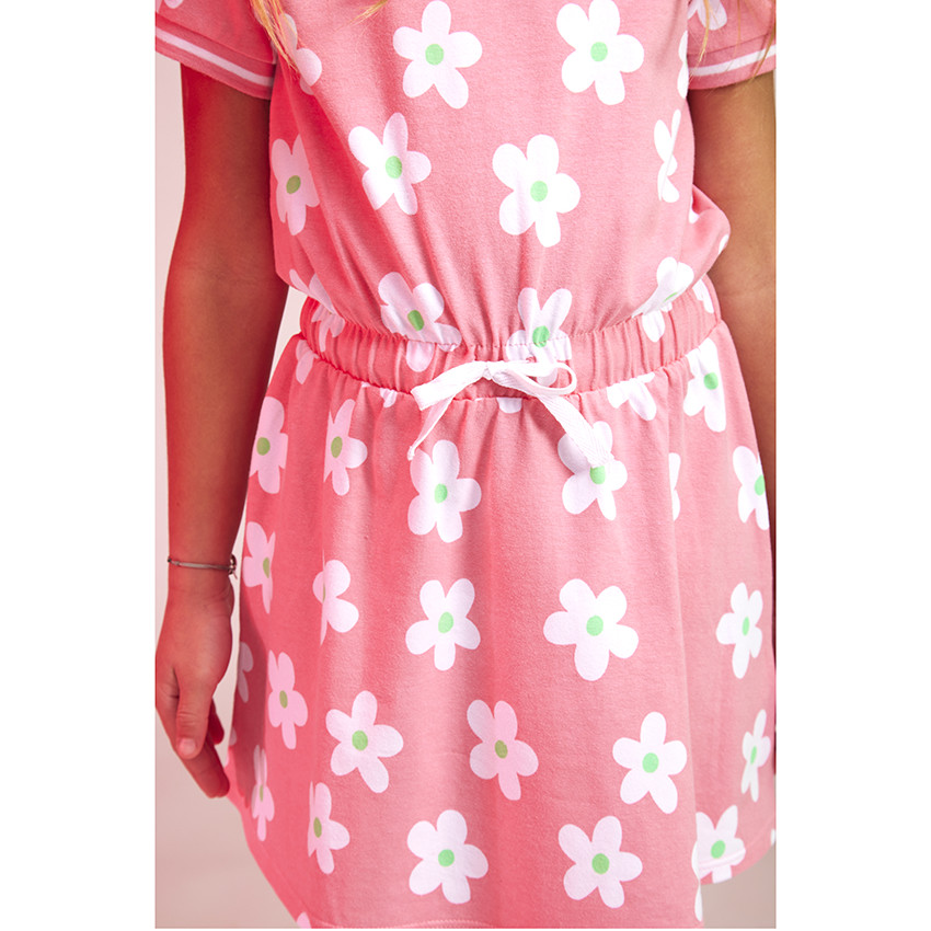 Φόρεμα από σφουγγάρι με σφιγμένη μέση και σχέδιο λουλούδια για κορίτσι 