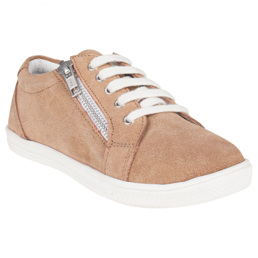 Αθλητικά παπούτσια χαμηλά από σουέτ δέρμα με κορδόνια και φαντεζί φερμουάρ 