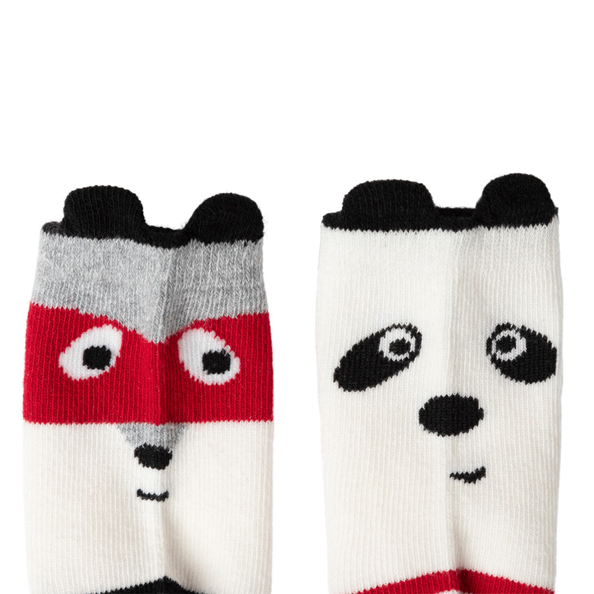 Lot de 2 paires de chaussettes à rayures et animaux en jacquard 