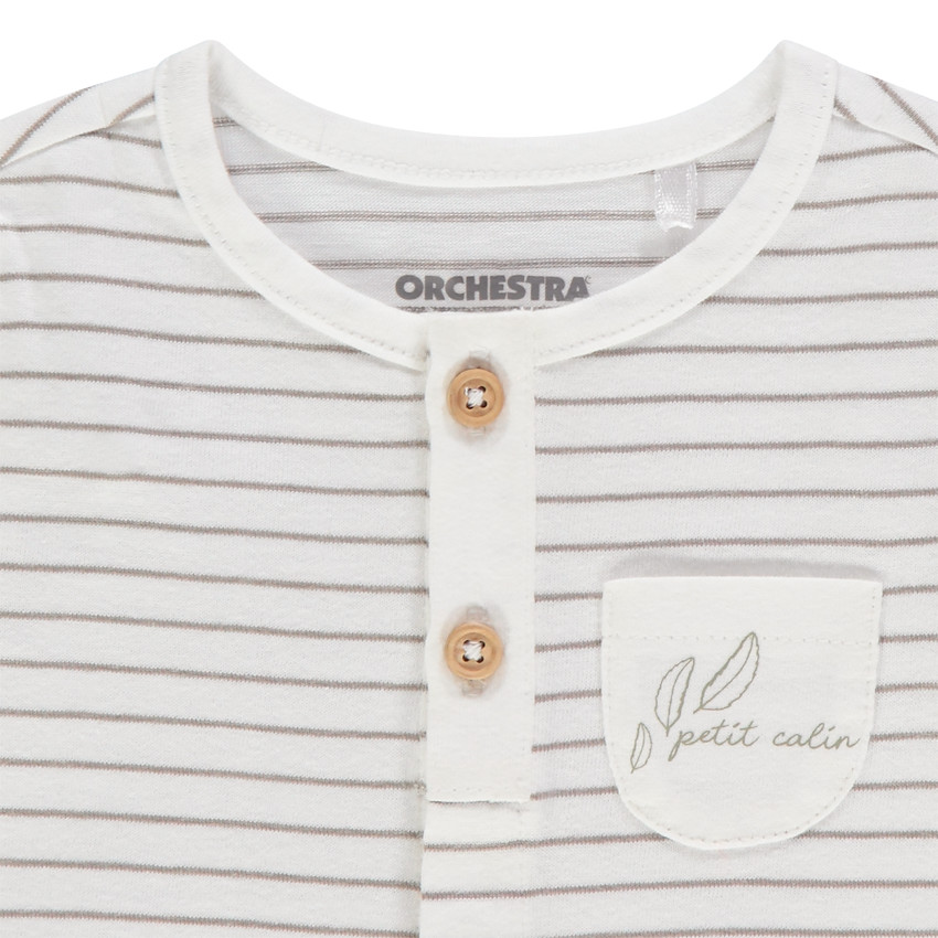 Σέτ από βαμβάκι με ριγέ μπλούζα και μονόχρωμο σορτς για μωρό αγόρι 