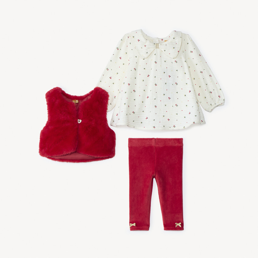 Ensemble long 3 pièces de Noël pour bébé fille 