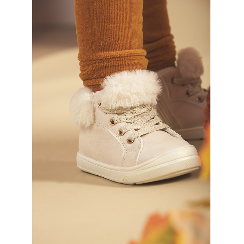 Μποτάκια με παγιέτες και γιακά fourrure για κορίτσι 