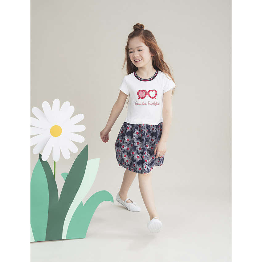 Φόρεμα κοντομάνικο 2 en 1 με εμπριμέ floral 