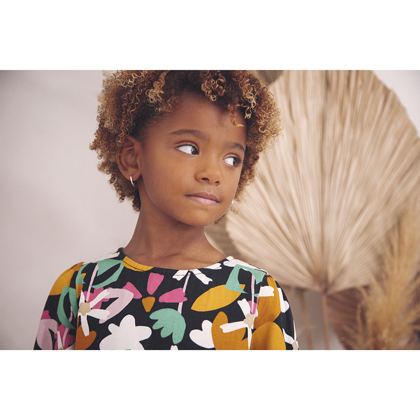 Φόρεμα μακρυμάνικο με σχέδιο λουλούδια για κορίτσι 