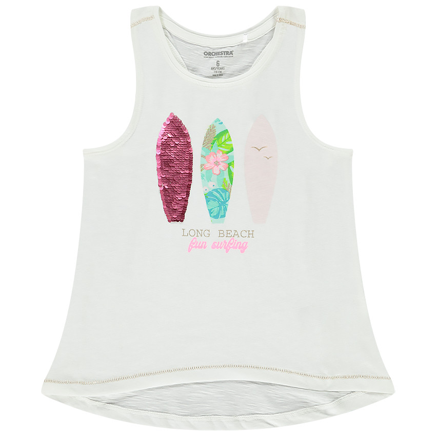 Débardeur en jersey avec print et sequins magiques pour fille 