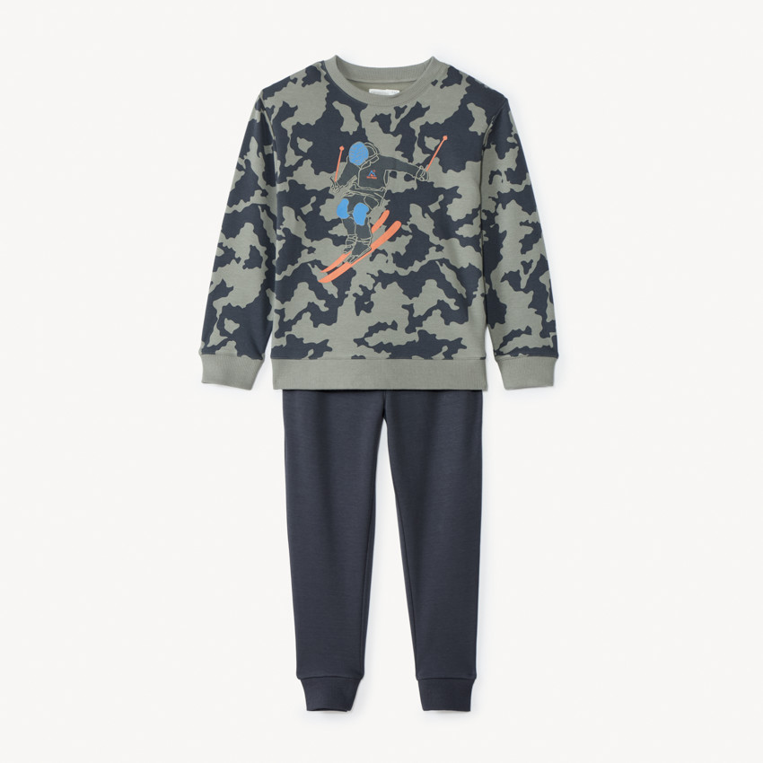 Ensemble jogging molleton motif ski pour garçon 