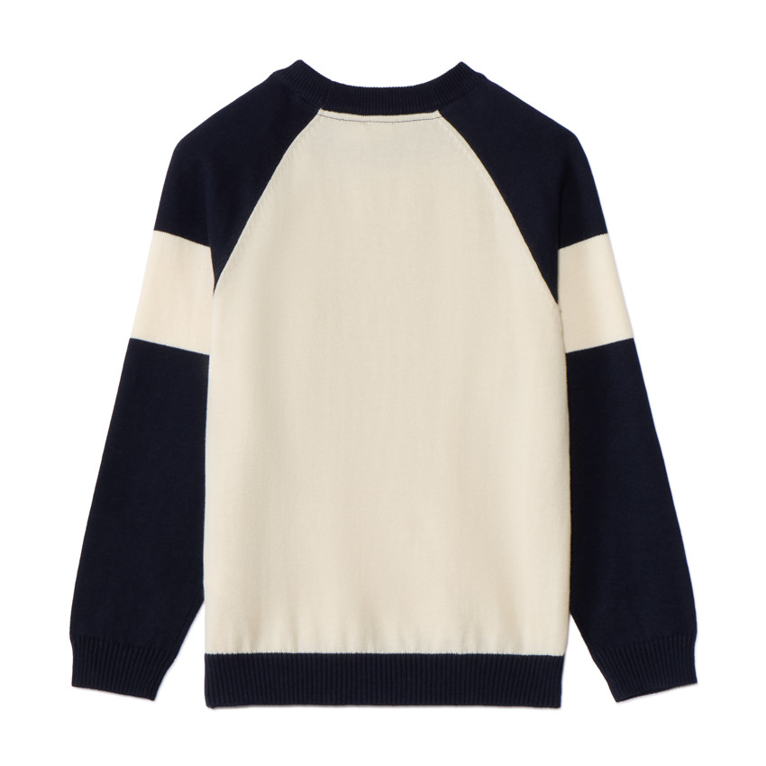 Πλεκτό πουλόβερ με εφέ colorblock και ανάγλυφο λογότυπο Superman Warner για αγόρι 