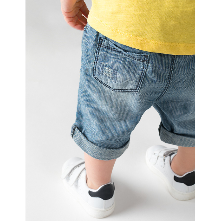 Τζιν βερμούδα με used όψη και στάμπα καγιάκ 