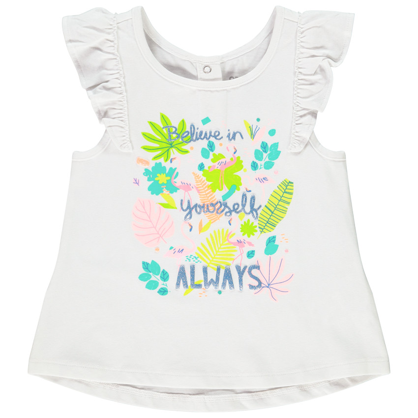 Αμάνικο μπλουζάκι κοντομάνικο με βολάν με σχέδιο για bebe κορίτσι 