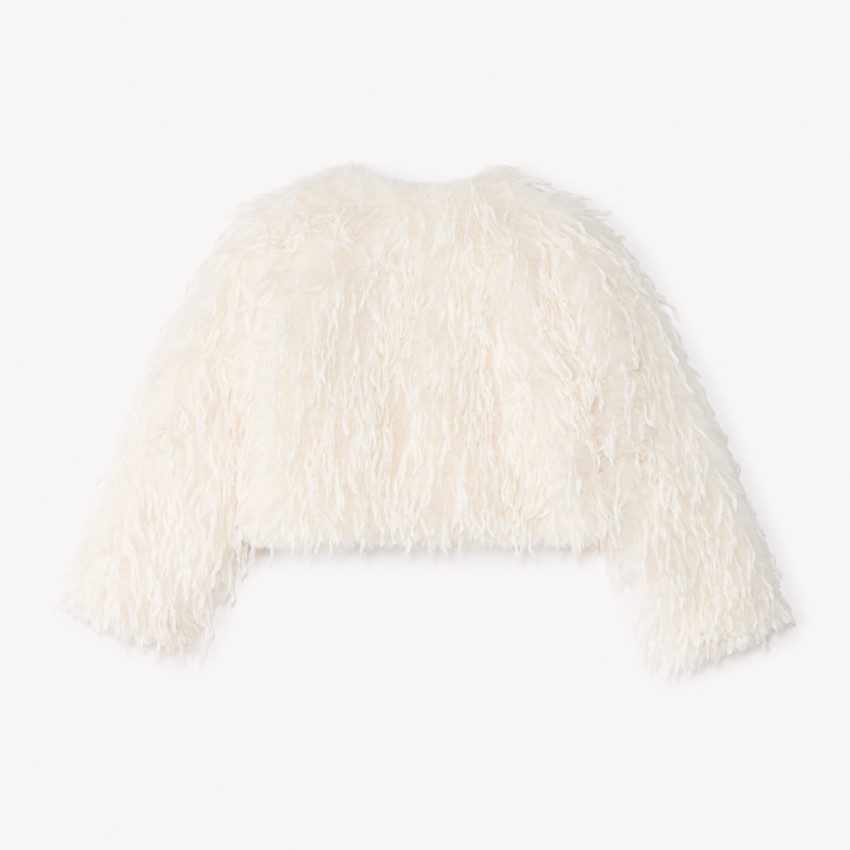 Gilet boléro en fausse fourrure effet plumes pour fille 