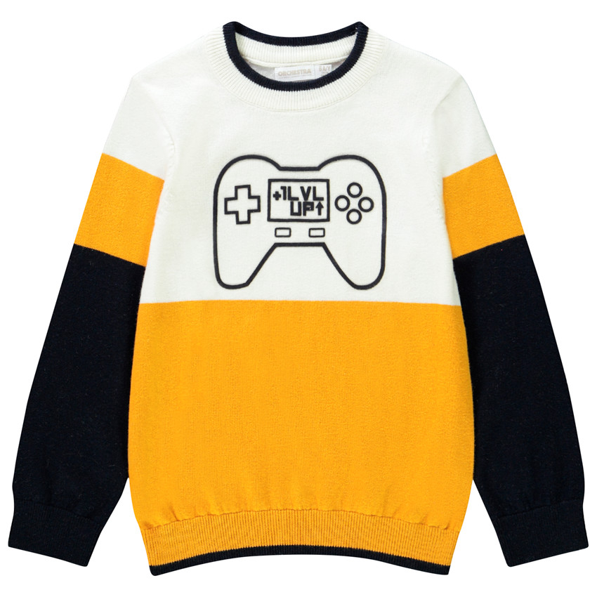 Πουλόβερ πλεκτό σε στυλ Color block σχέδιο χειριστήριο για αγόρι 