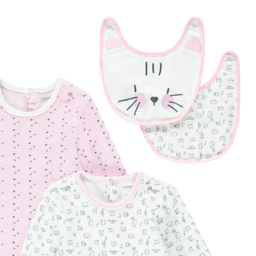 Σετ με 2 φορμάκια ύπνου βελουτέ με αφαιρούμενη ενσωματωμένη σαλιάρα  