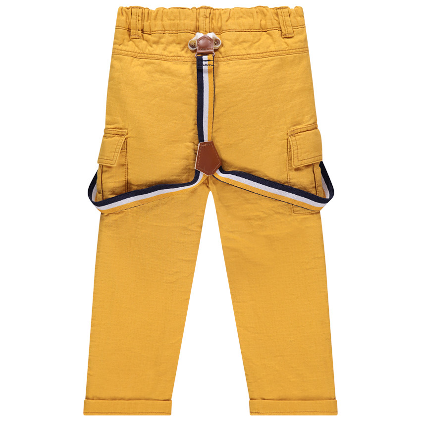 Pantalon en toile doublé jersey à bretelles amovibles 