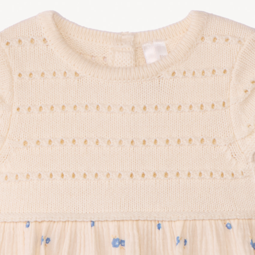 Φόρεμα κοντομάνικο effet 2 σε 1 bi-matière για bebe κορίτσι 