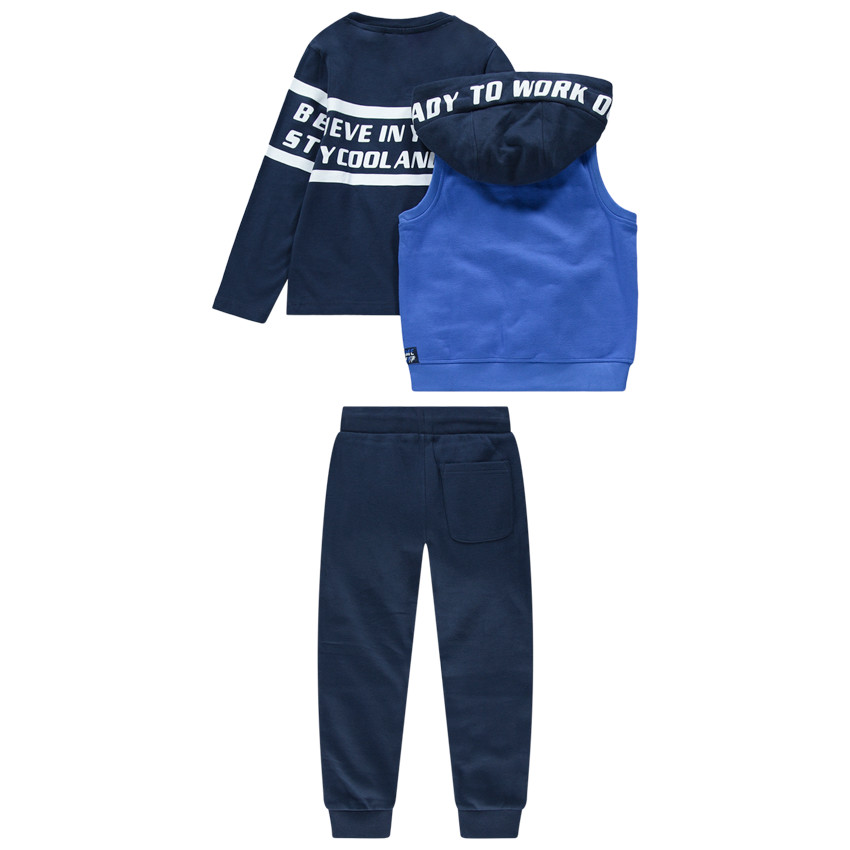 Φόρμα 3 τεμαχίων από φανέλα με τυπωμένη φράση  