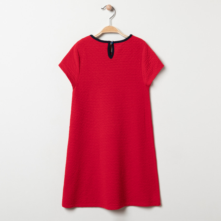 Φόρεμα κοντομάνικο με γιακά Claudine και φιόγκο 