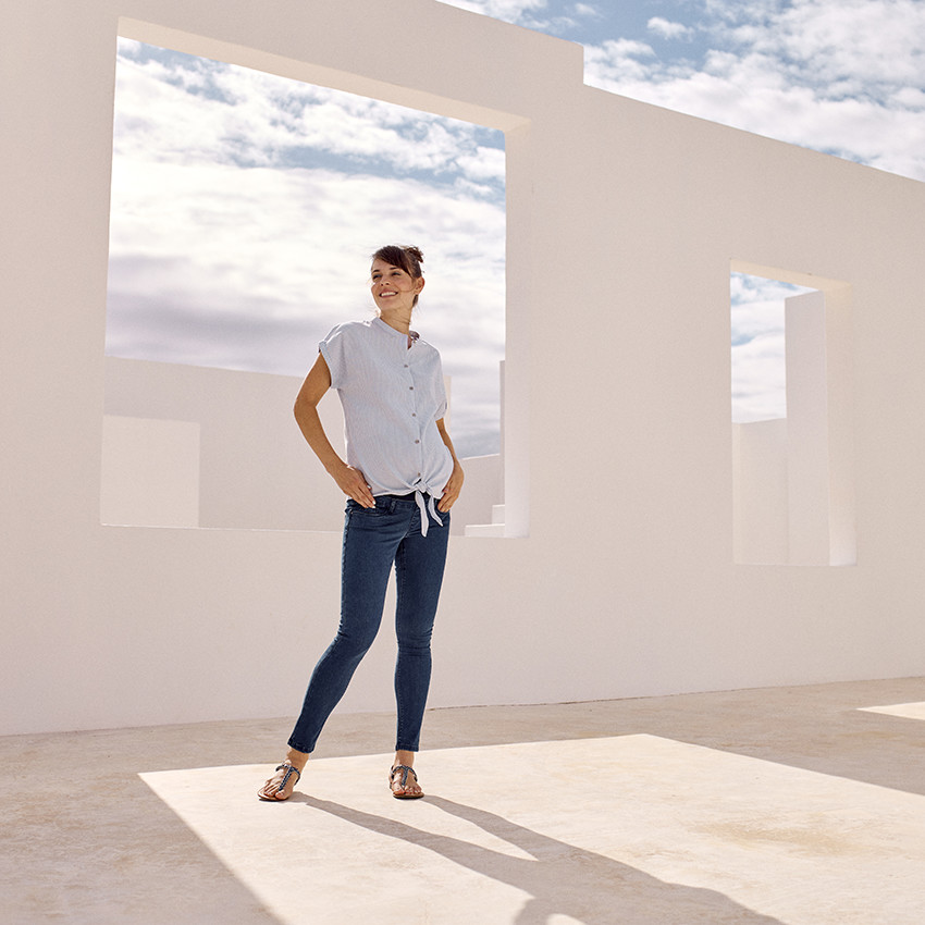 Πουκάμισο εγκυμοσύνης κοντομάνικο ριγέ σε τούλι 