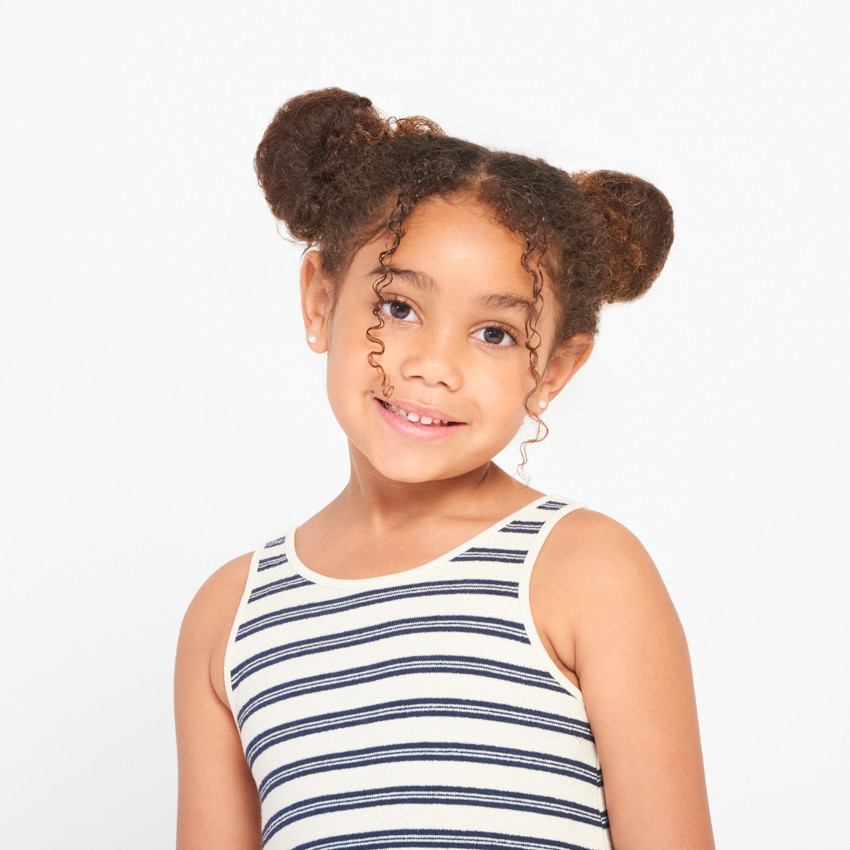 Αμάνικο ριγέ φόρεμα με βολάν για κορίτσι 