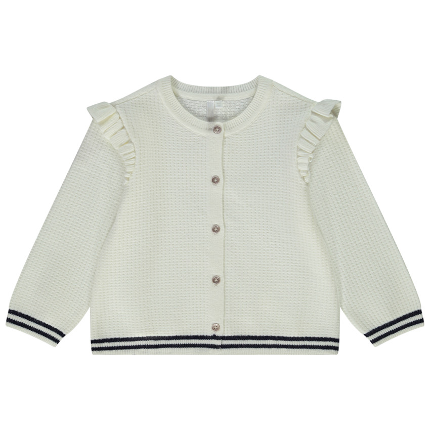 Γιλέκο πλεκτό φαντεζί με βολάν για bebe κορίτσι 