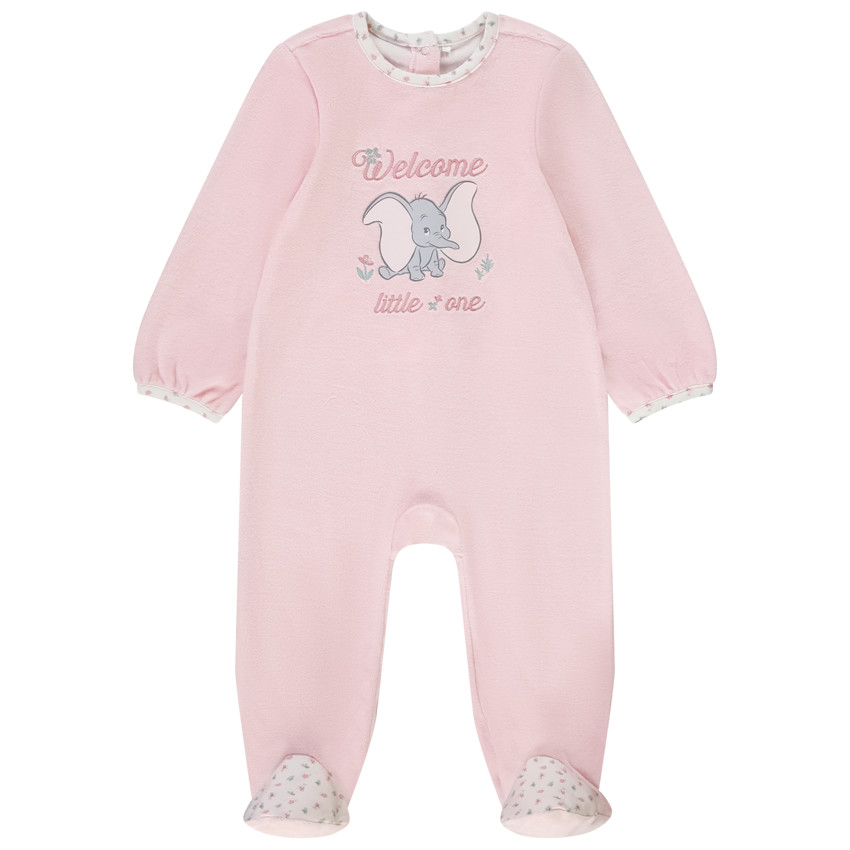 Dors-bien en velours Dumbo Disney pour bébé fille avec ouvertures différentes selon l'âge 