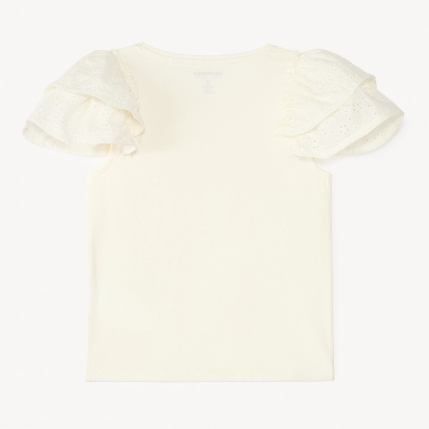 T-shirt με κοντό μανίκι από αγγλική κέντημα για κορίτσι 