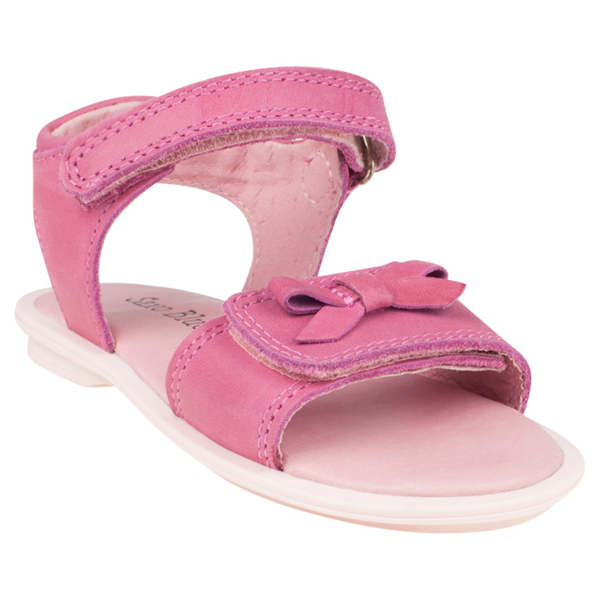 Nu-pieds roses en cuir à double scratch et noeud du 28 au 35 