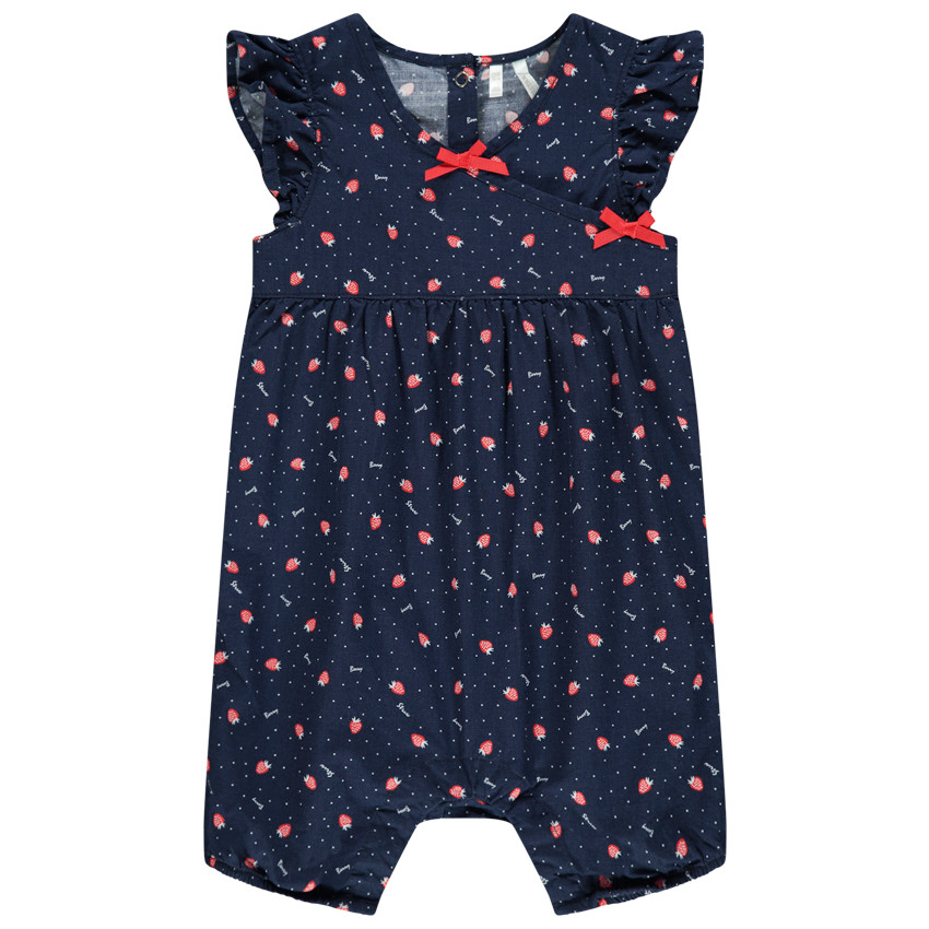 Κοντό ολόσωμο φορμάκι με φράουλες σε όλη την επιφάνεια 