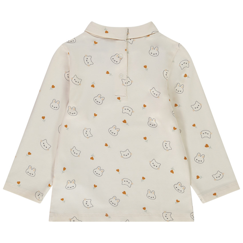 Sous pull col roul en jersey imprim pour b b fille