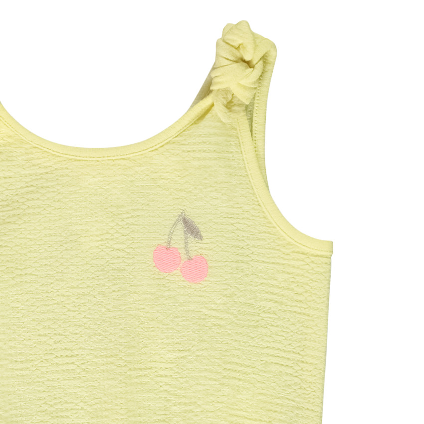 Κοντομάνικο φόρεμα με κέντημα κερασιών για μωρό κορίτσι 