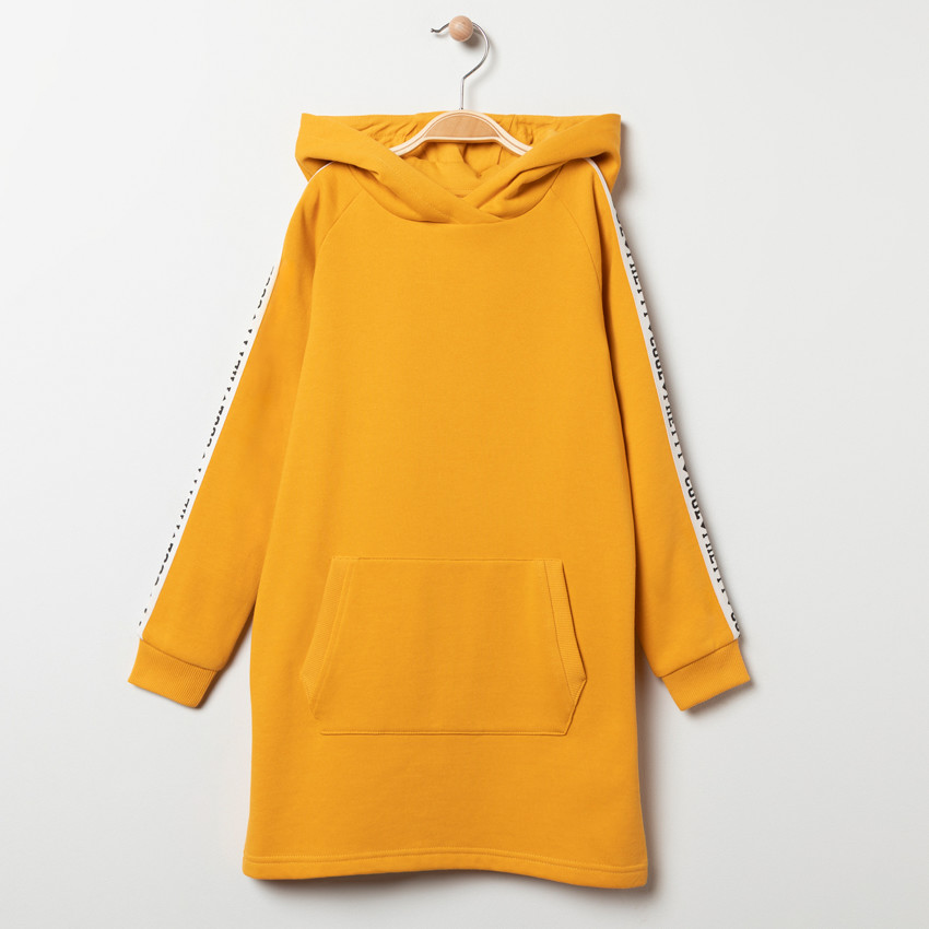 Φόρεμα μακρυμάνικο με κουκούλα και ρίγες για κόριτσι 