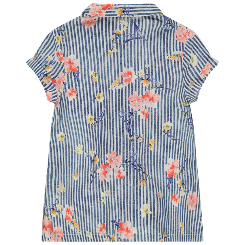 Tουνίκ κοντομάνικη ριγέ με λουλούδια  