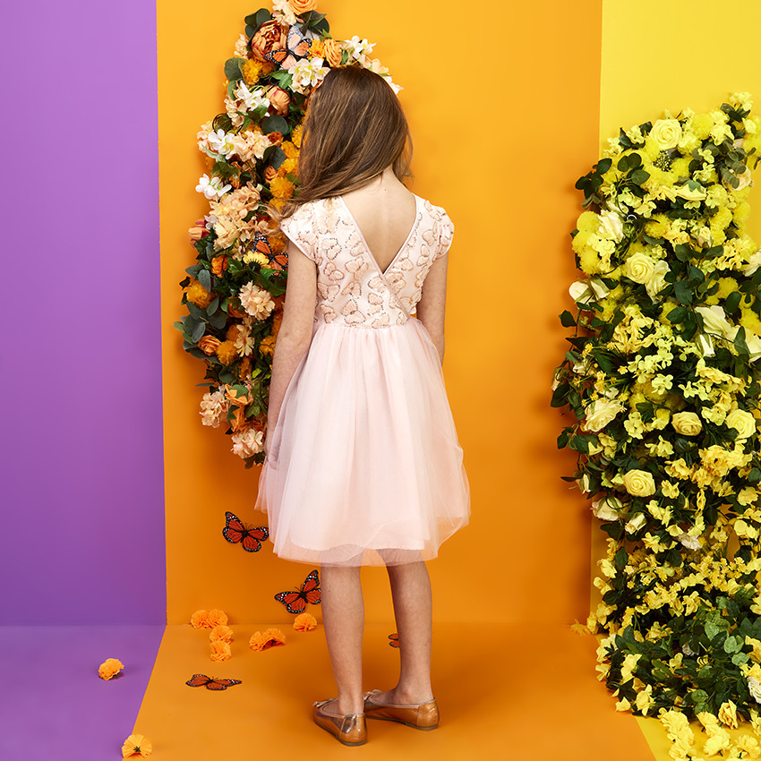 Γιορτινό φόρεμα με τούλι και παγιέτες πεταλούδες για κορίτσι 