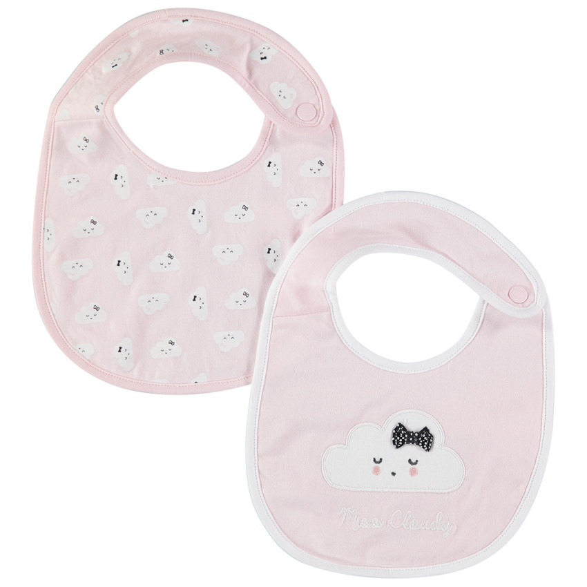 Σετ 2 βαμβακερές σαλιάρες με μοτίβο σύννεφα 