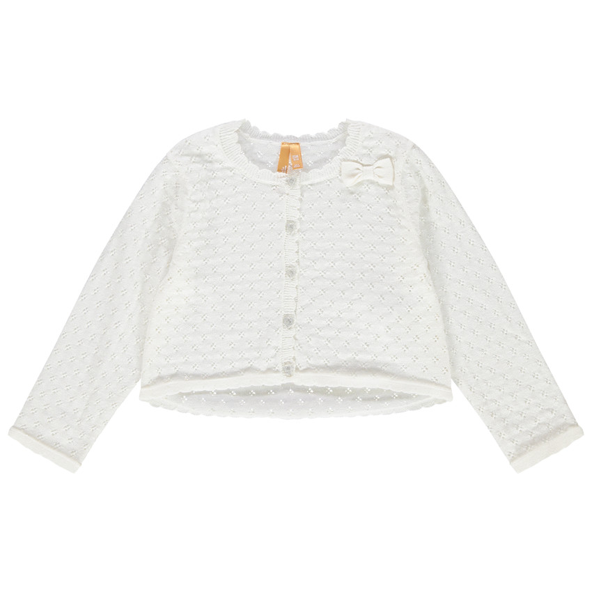 Πλεκτή ζακέτα με φιόγκο σε ελαφρώς διαφορετικό τόνο 